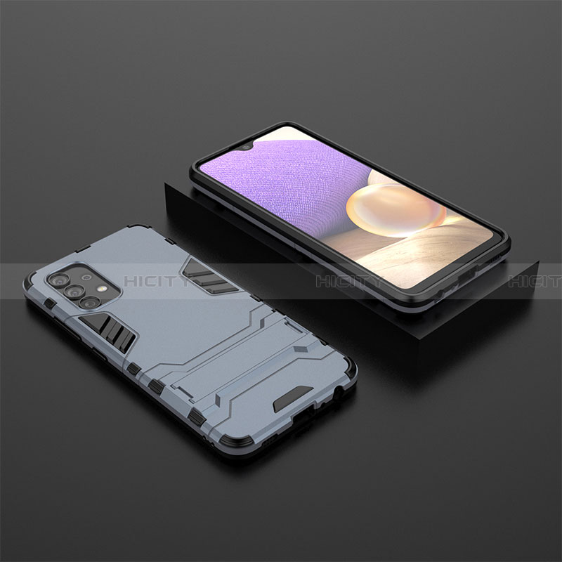 Custodia Silicone e Plastica Opaca Cover con Supporto per Samsung Galaxy A32 4G Blu
