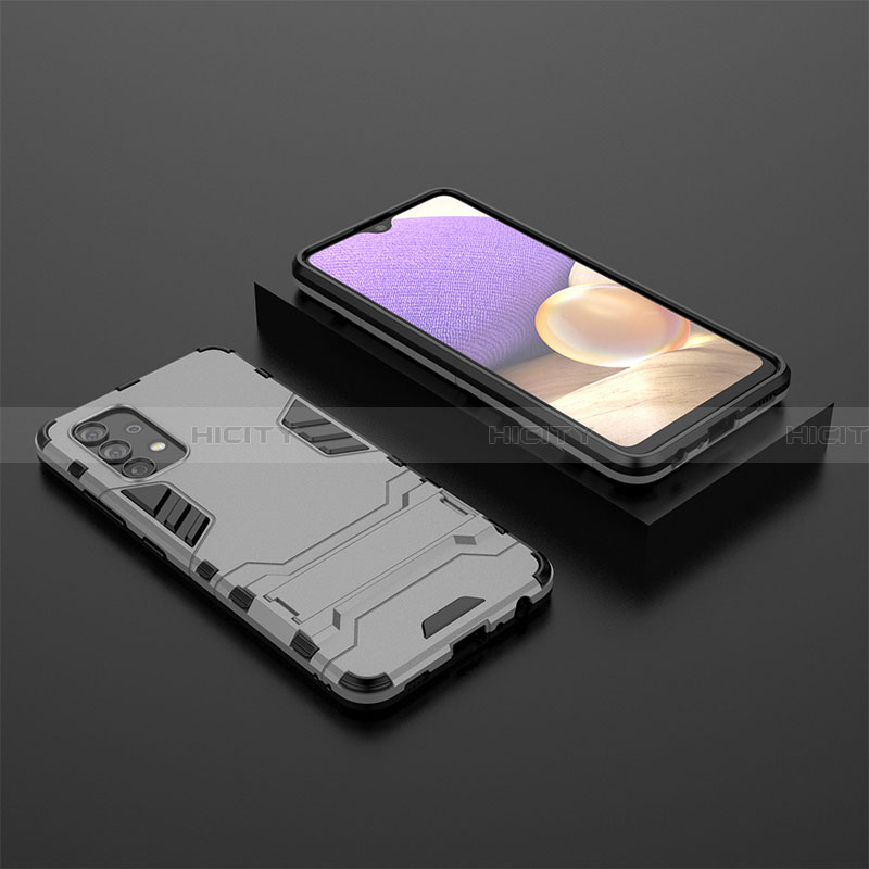 Custodia Silicone e Plastica Opaca Cover con Supporto per Samsung Galaxy A32 5G Grigio