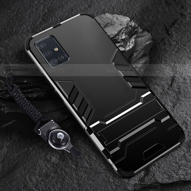 Custodia Silicone e Plastica Opaca Cover con Supporto per Samsung Galaxy A51 5G