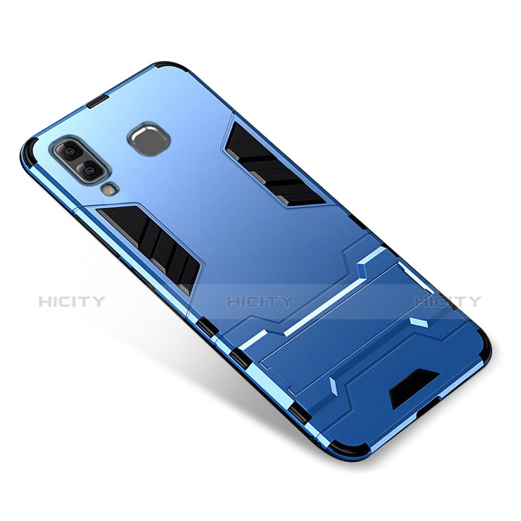 Custodia Silicone e Plastica Opaca Cover con Supporto per Samsung Galaxy A8 Star Blu