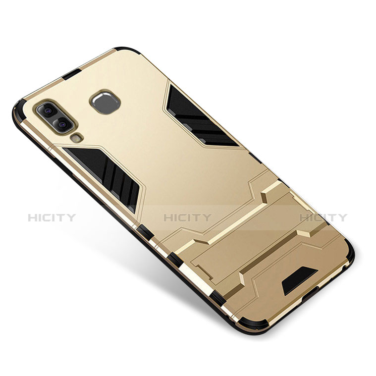 Custodia Silicone e Plastica Opaca Cover con Supporto per Samsung Galaxy A8 Star Oro