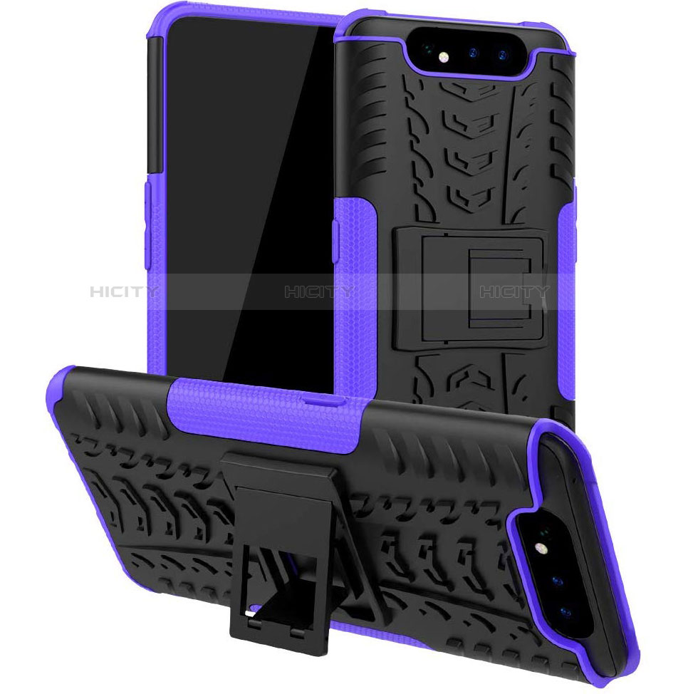 Custodia Silicone e Plastica Opaca Cover con Supporto per Samsung Galaxy A80