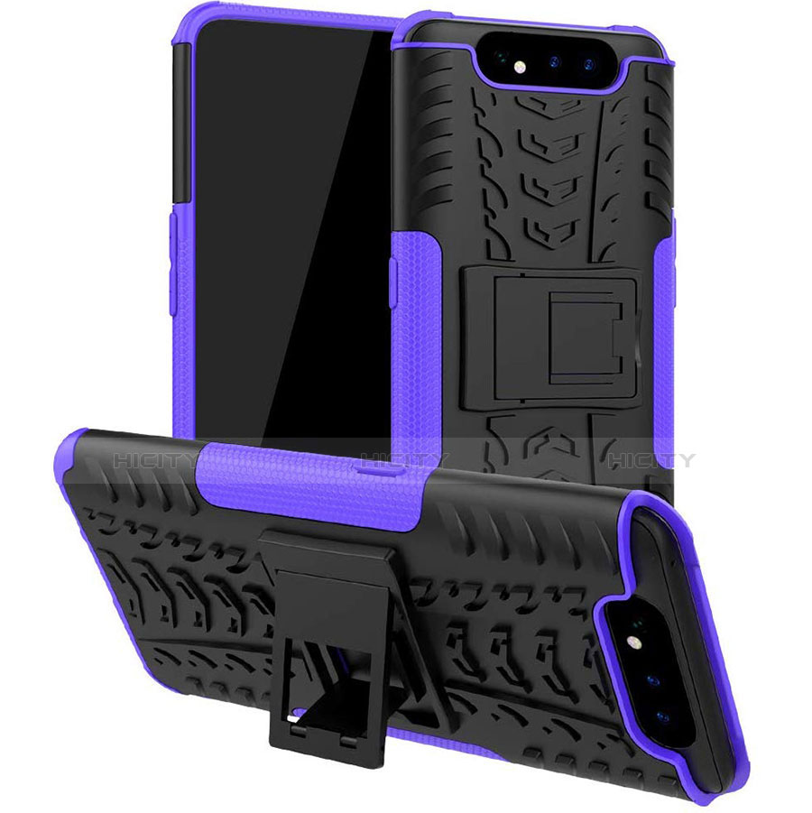 Custodia Silicone e Plastica Opaca Cover con Supporto per Samsung Galaxy A90 4G