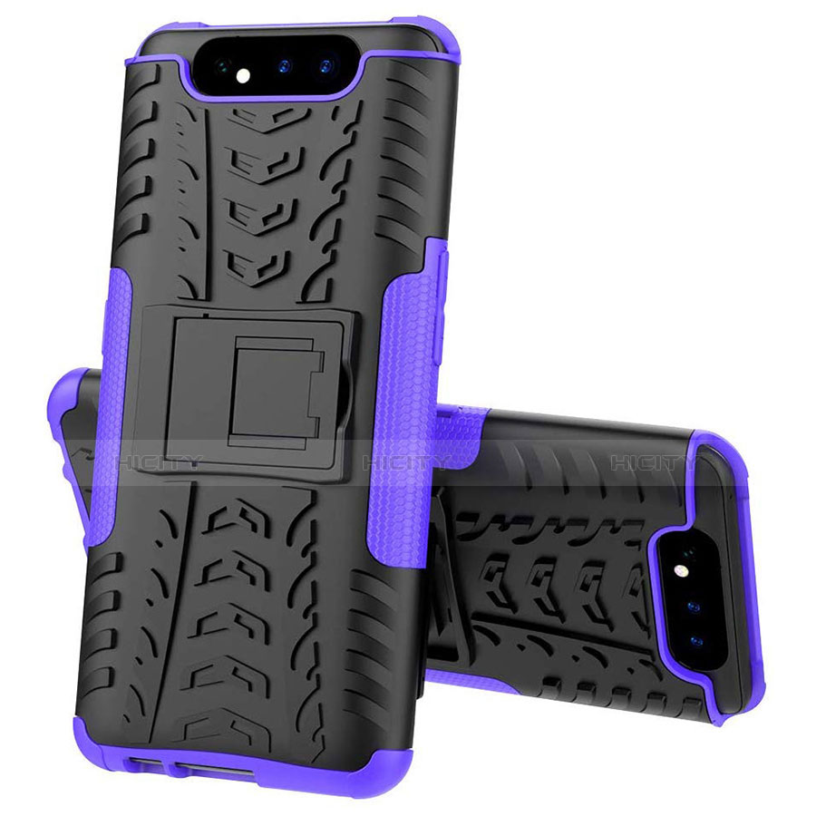 Custodia Silicone e Plastica Opaca Cover con Supporto per Samsung Galaxy A90 4G