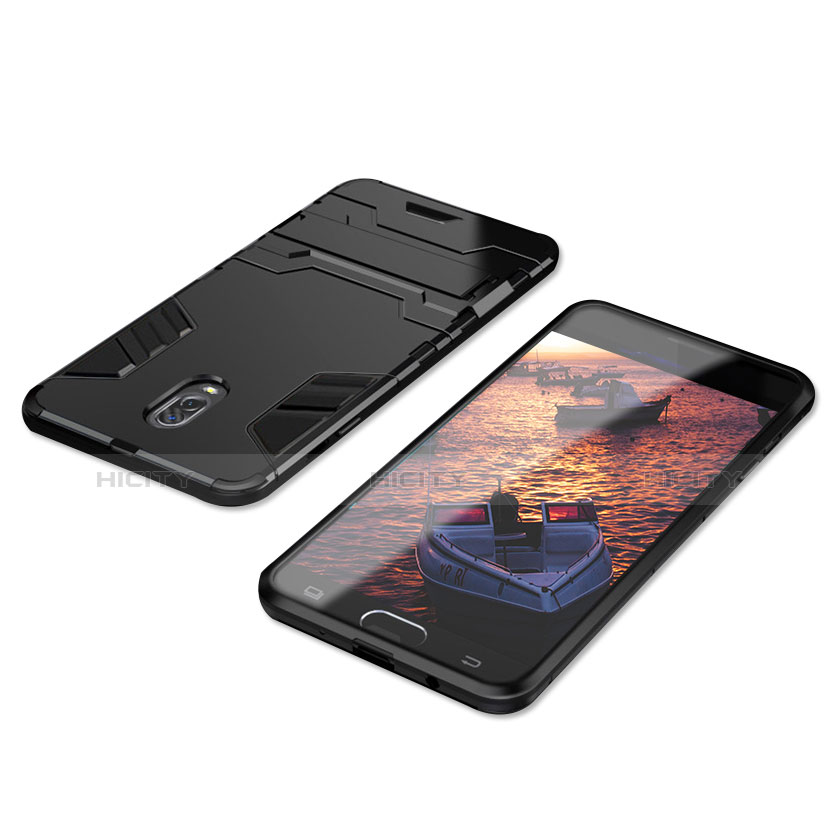 Custodia Silicone e Plastica Opaca Cover con Supporto per Samsung Galaxy C8 C710F