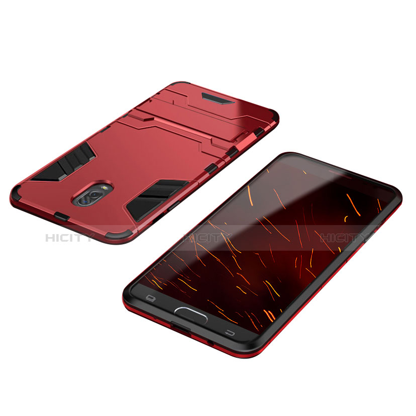 Custodia Silicone e Plastica Opaca Cover con Supporto per Samsung Galaxy C8 C710F