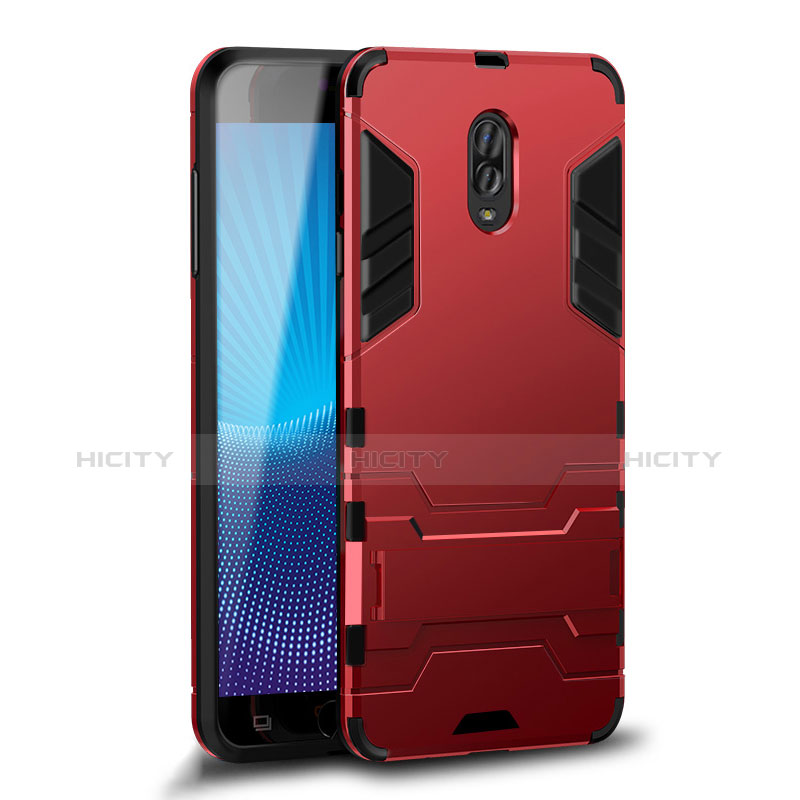 Custodia Silicone e Plastica Opaca Cover con Supporto per Samsung Galaxy C8 C710F Rosso