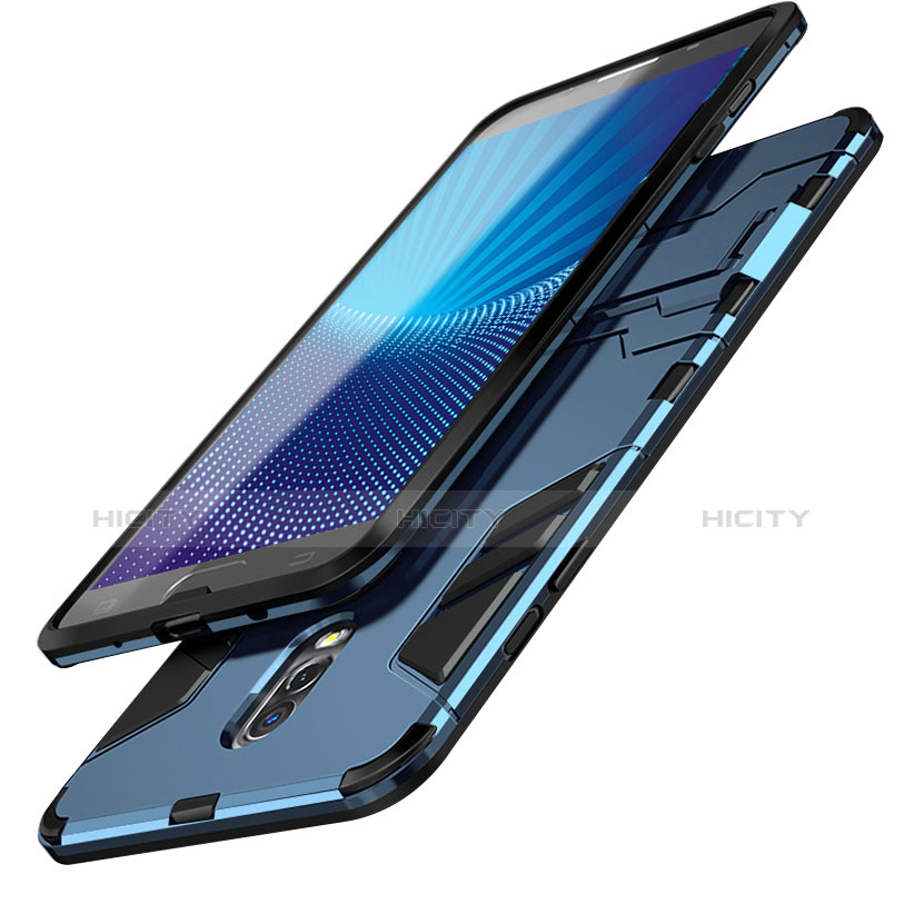 Custodia Silicone e Plastica Opaca Cover con Supporto per Samsung Galaxy J7 Plus