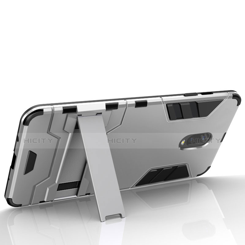 Custodia Silicone e Plastica Opaca Cover con Supporto per Samsung Galaxy J7 Plus