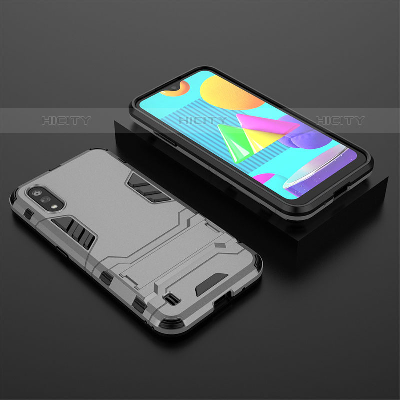 Custodia Silicone e Plastica Opaca Cover con Supporto per Samsung Galaxy M01