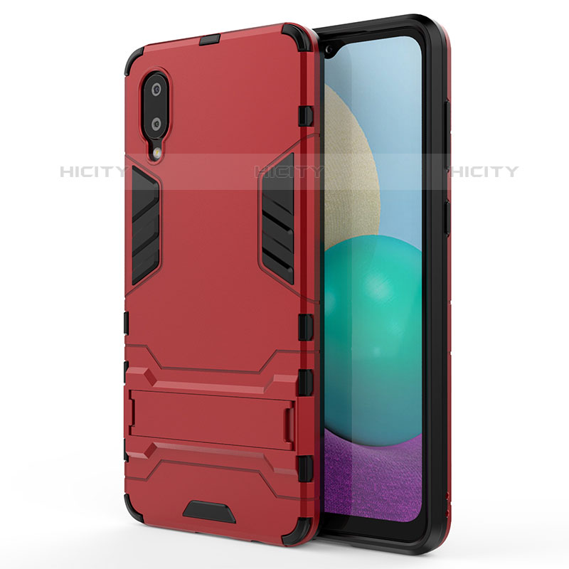 Custodia Silicone e Plastica Opaca Cover con Supporto per Samsung Galaxy M02