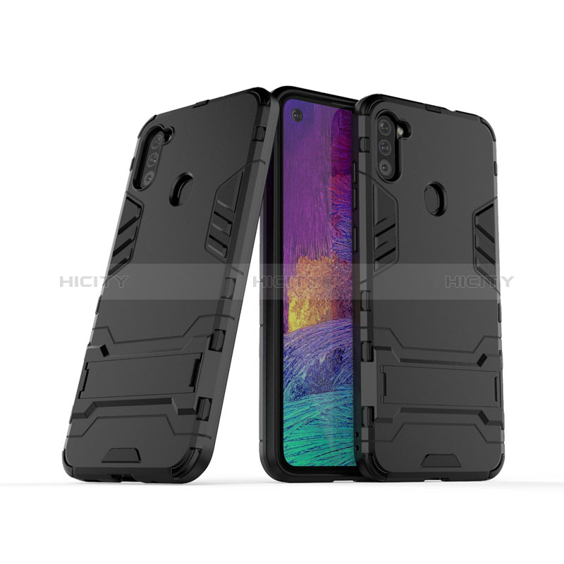 Custodia Silicone e Plastica Opaca Cover con Supporto per Samsung Galaxy M11