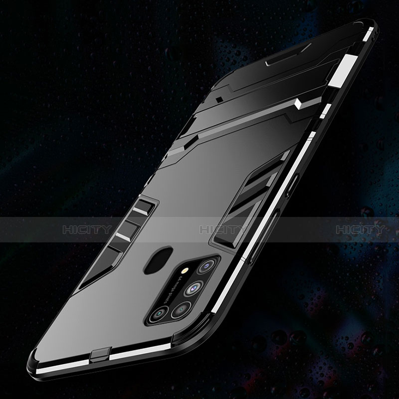 Custodia Silicone e Plastica Opaca Cover con Supporto per Samsung Galaxy M31