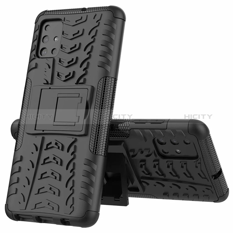 Custodia Silicone e Plastica Opaca Cover con Supporto per Samsung Galaxy M40S Nero