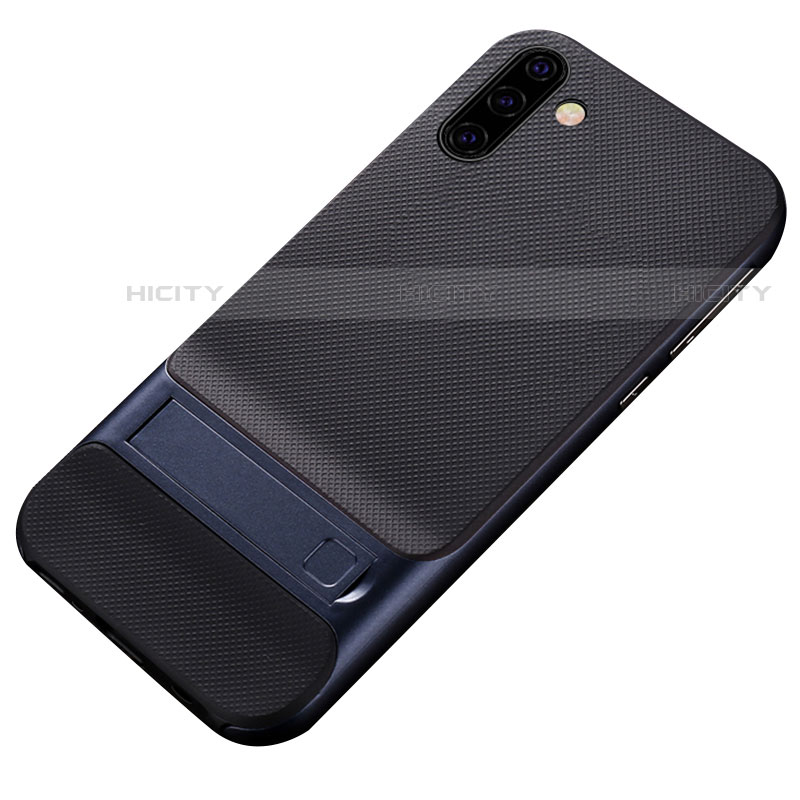 Custodia Silicone e Plastica Opaca Cover con Supporto per Samsung Galaxy Note 10 5G Blu