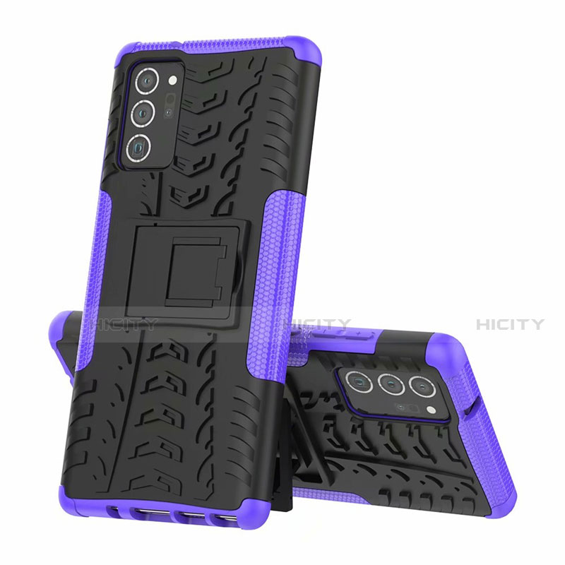 Custodia Silicone e Plastica Opaca Cover con Supporto per Samsung Galaxy Note 20 Ultra 5G Viola