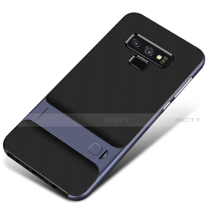 Custodia Silicone e Plastica Opaca Cover con Supporto per Samsung Galaxy Note 9 Blu