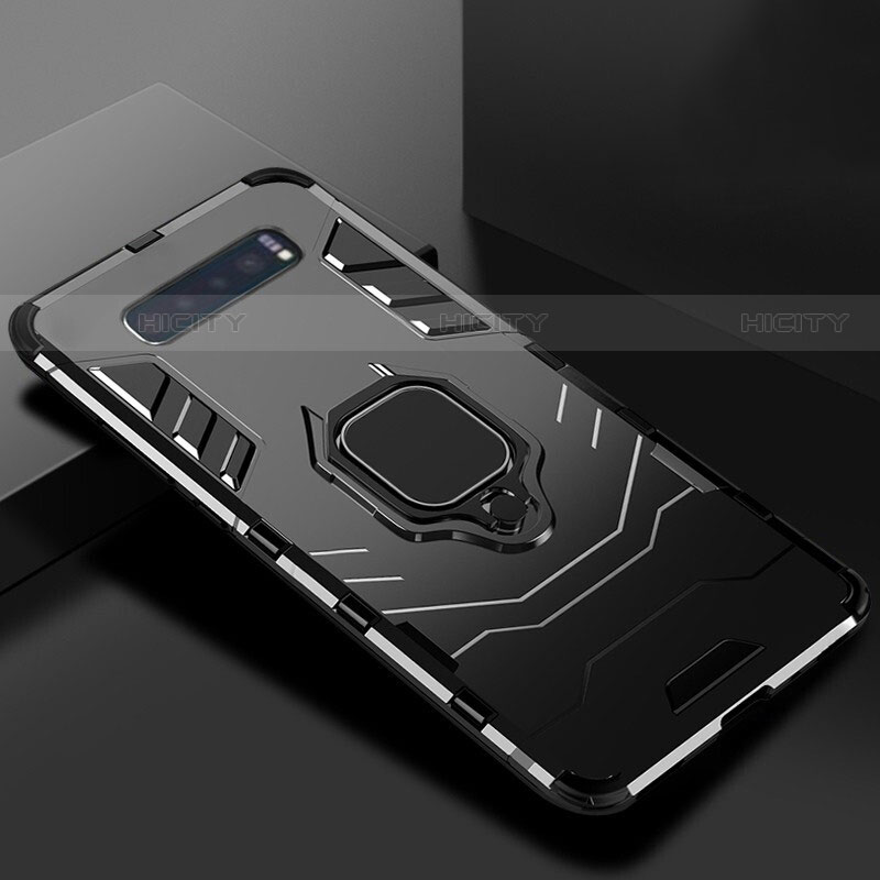Custodia Silicone e Plastica Opaca Cover con Supporto per Samsung Galaxy S10 5G Nero