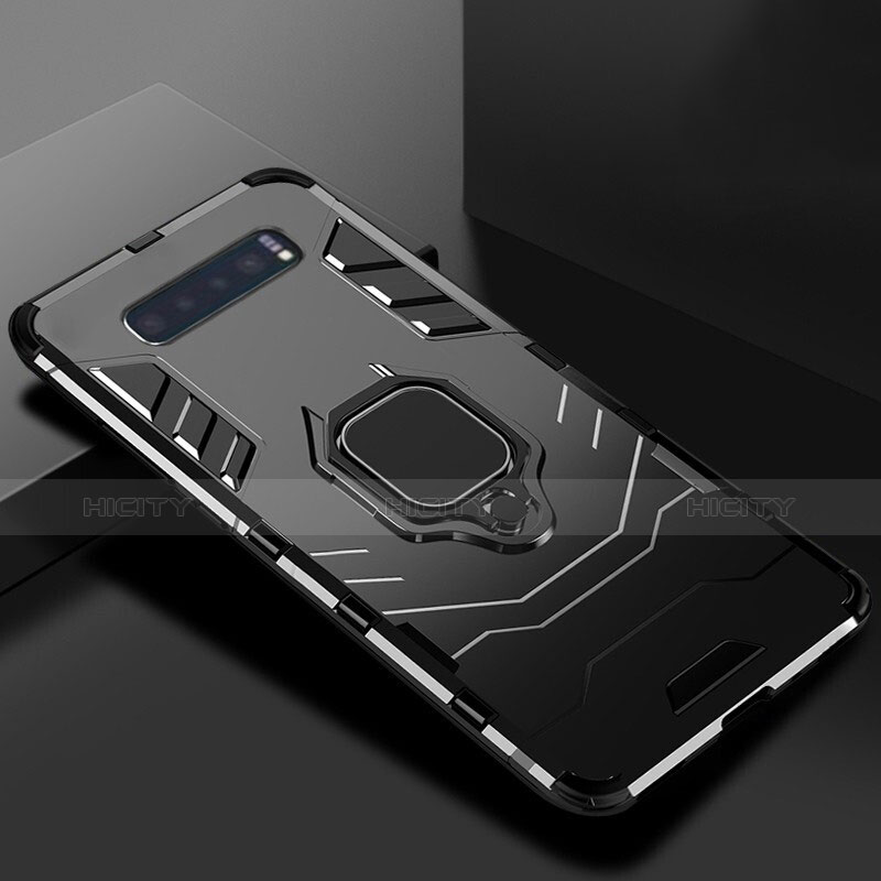 Custodia Silicone e Plastica Opaca Cover con Supporto per Samsung Galaxy S10 Plus Nero