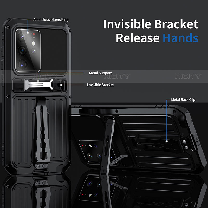 Custodia Silicone e Plastica Opaca Cover con Supporto per Samsung Galaxy S21 Ultra 5G