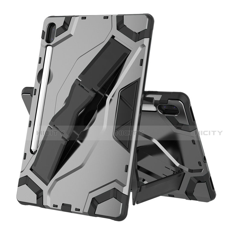 Custodia Silicone e Plastica Opaca Cover con Supporto per Samsung Galaxy Tab S6 10.5 SM-T860 Nero