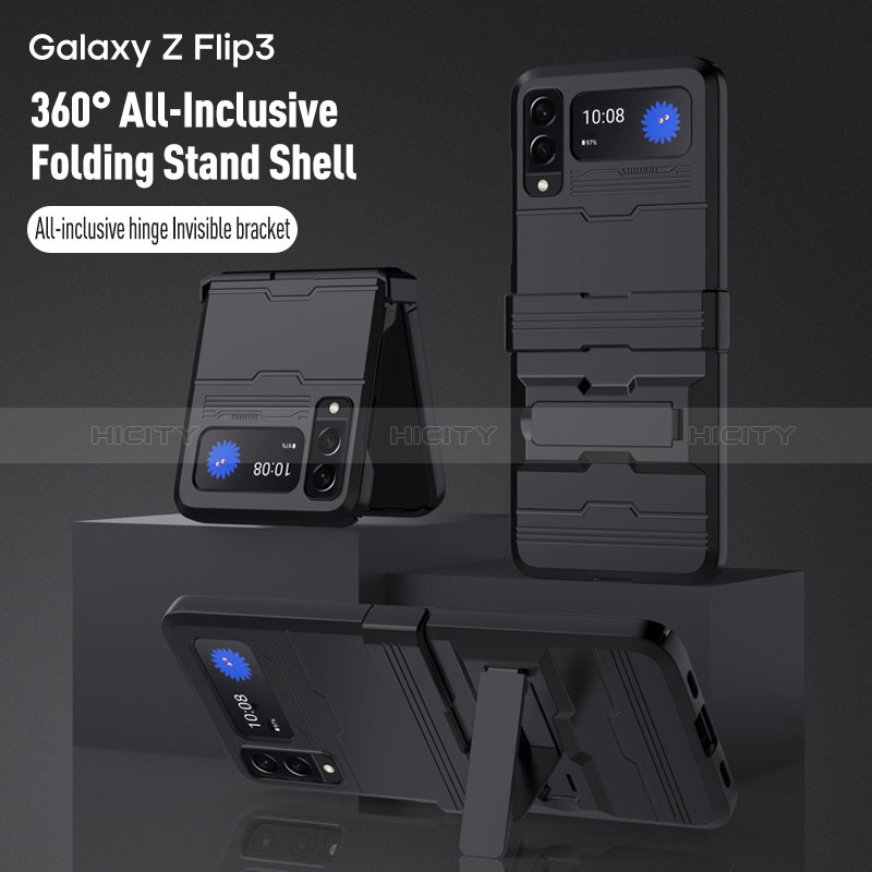 Custodia Silicone e Plastica Opaca Cover con Supporto per Samsung Galaxy Z Flip3 5G
