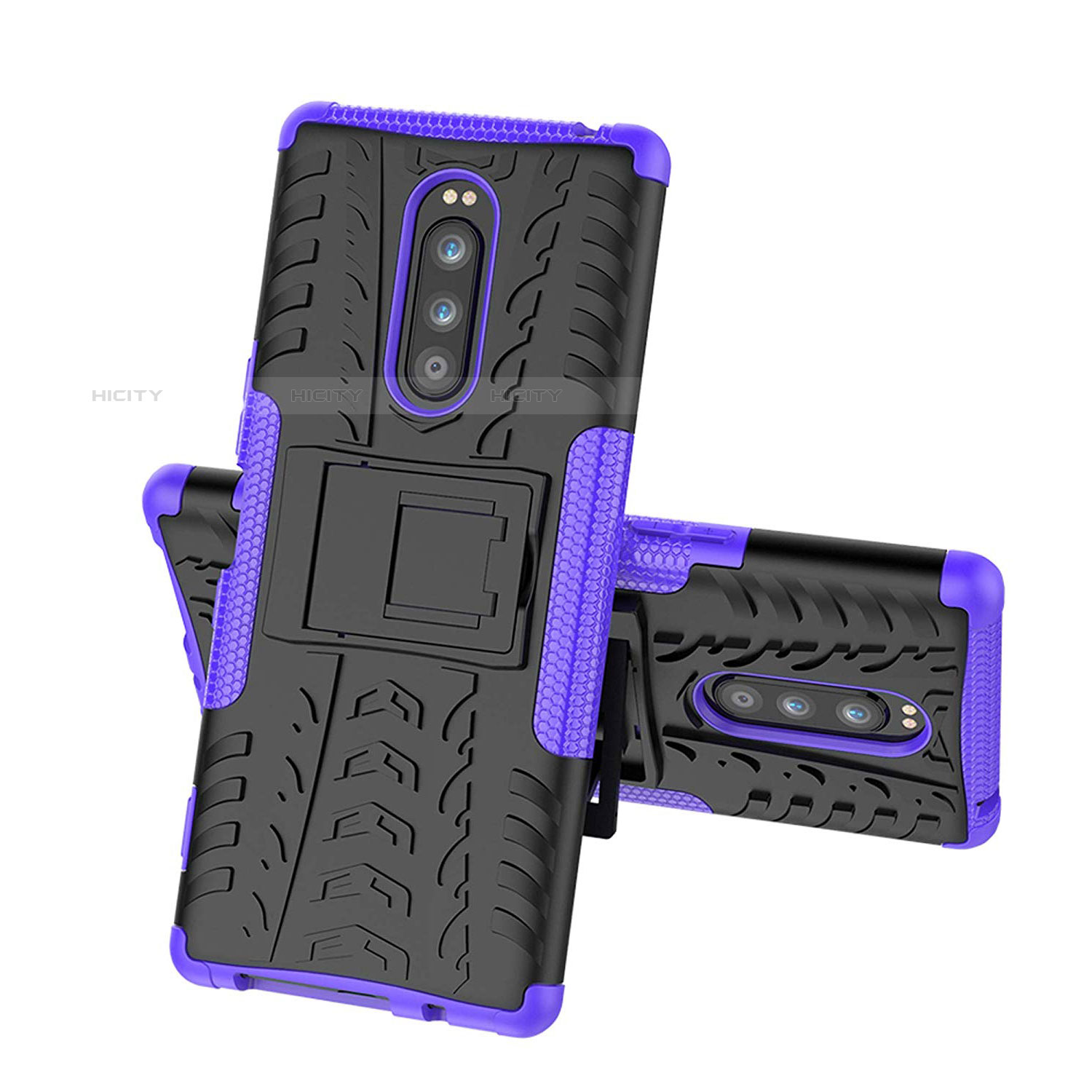 Custodia Silicone e Plastica Opaca Cover con Supporto per Sony Xperia 1