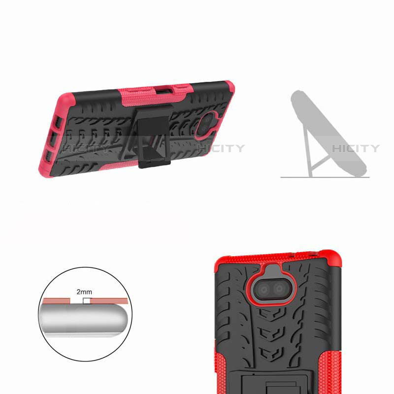 Custodia Silicone e Plastica Opaca Cover con Supporto per Sony Xperia 10