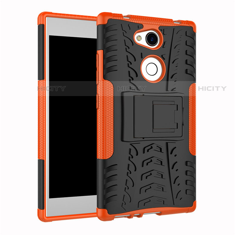Custodia Silicone e Plastica Opaca Cover con Supporto per Sony Xperia L2 Arancione