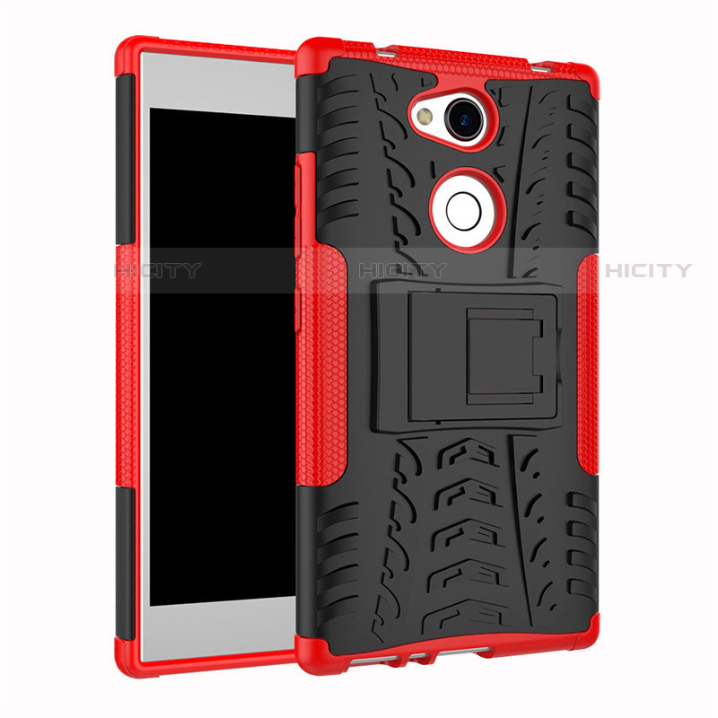 Custodia Silicone e Plastica Opaca Cover con Supporto per Sony Xperia L2 Rosso
