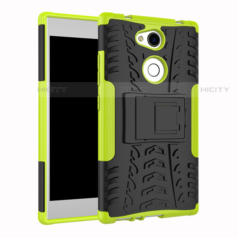 Custodia Silicone e Plastica Opaca Cover con Supporto per Sony Xperia L2 Verde