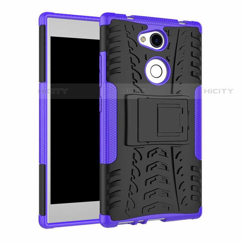 Custodia Silicone e Plastica Opaca Cover con Supporto per Sony Xperia L2 Viola