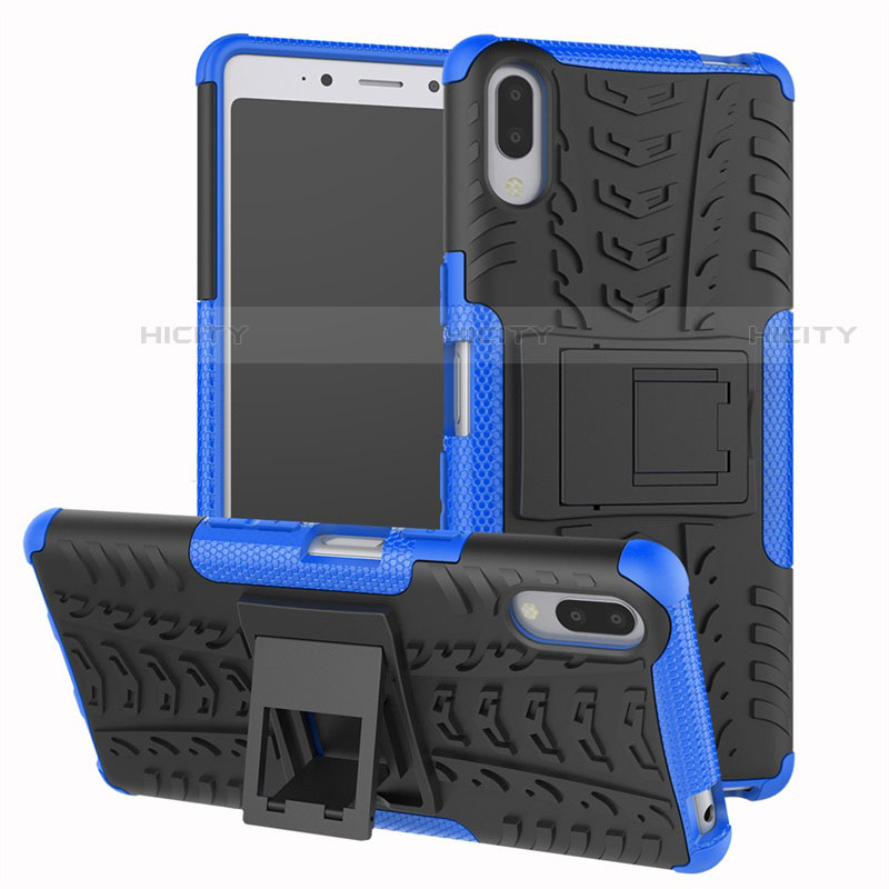 Custodia Silicone e Plastica Opaca Cover con Supporto per Sony Xperia L3 Blu