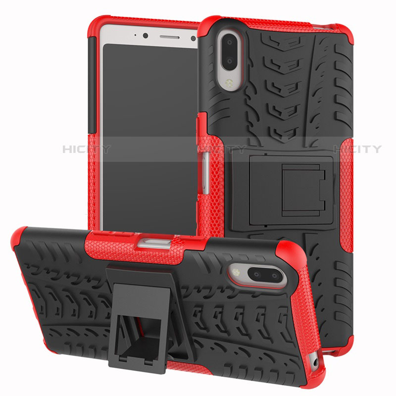Custodia Silicone e Plastica Opaca Cover con Supporto per Sony Xperia L3 Rosso