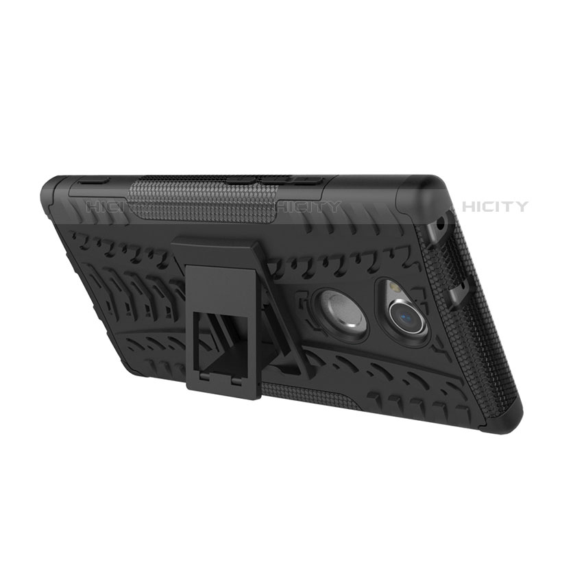 Custodia Silicone e Plastica Opaca Cover con Supporto per Sony Xperia XA2 Plus
