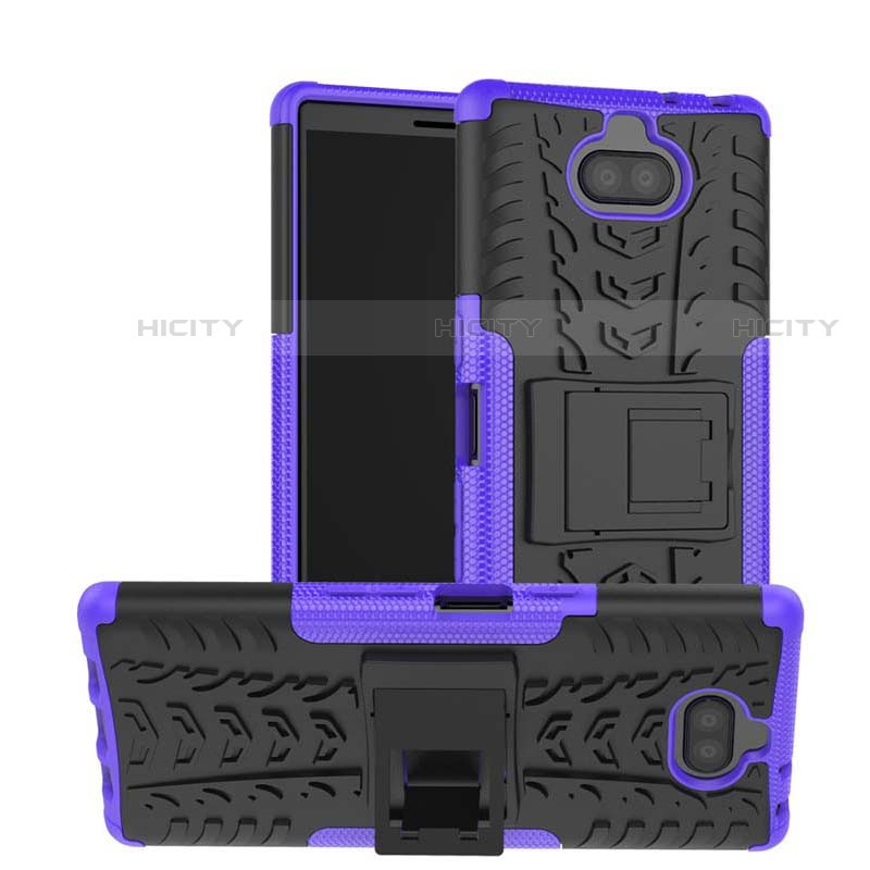 Custodia Silicone e Plastica Opaca Cover con Supporto per Sony Xperia XA3 Viola