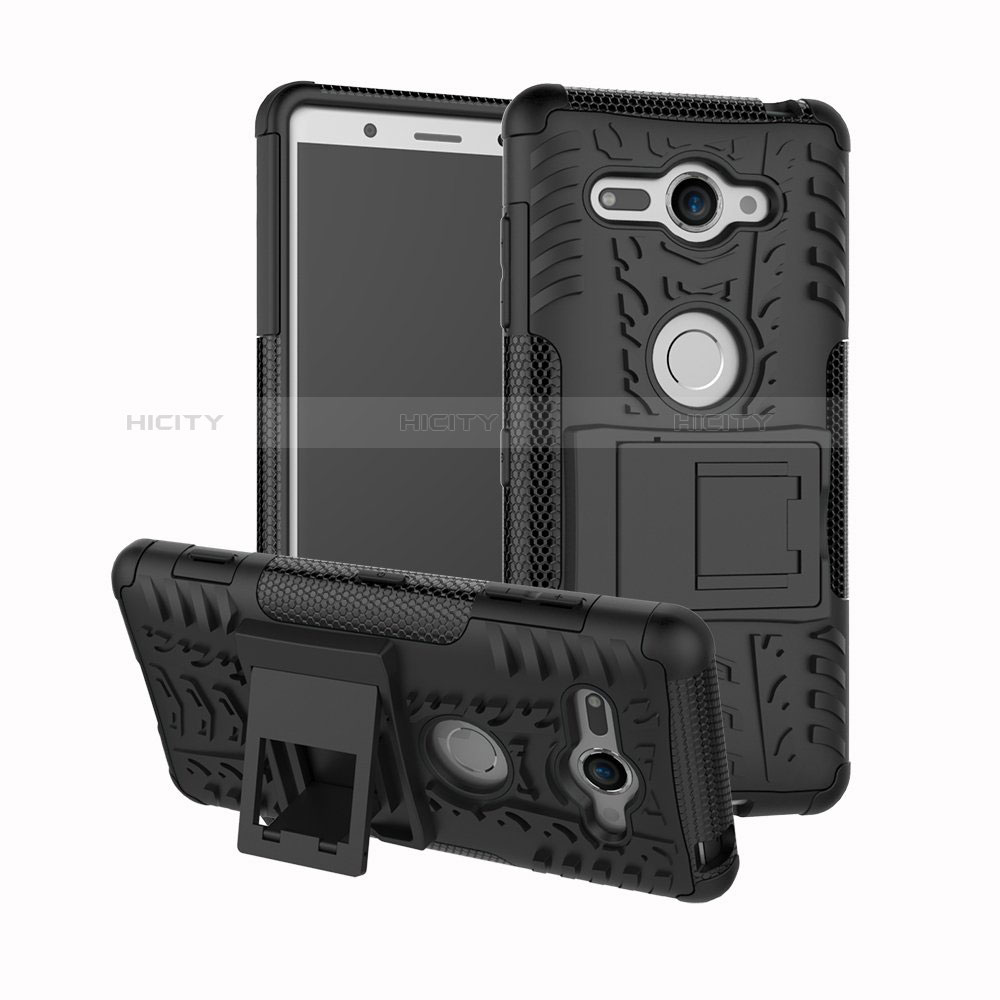 Custodia Silicone e Plastica Opaca Cover con Supporto per Sony Xperia XZ2 Compact