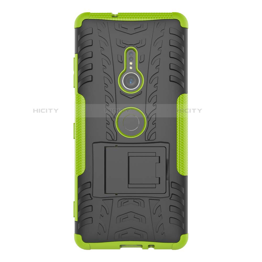 Custodia Silicone e Plastica Opaca Cover con Supporto per Sony Xperia XZ3 Verde