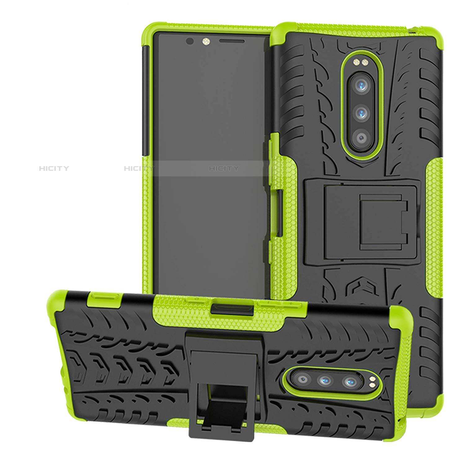 Custodia Silicone e Plastica Opaca Cover con Supporto per Sony Xperia XZ4 Verde