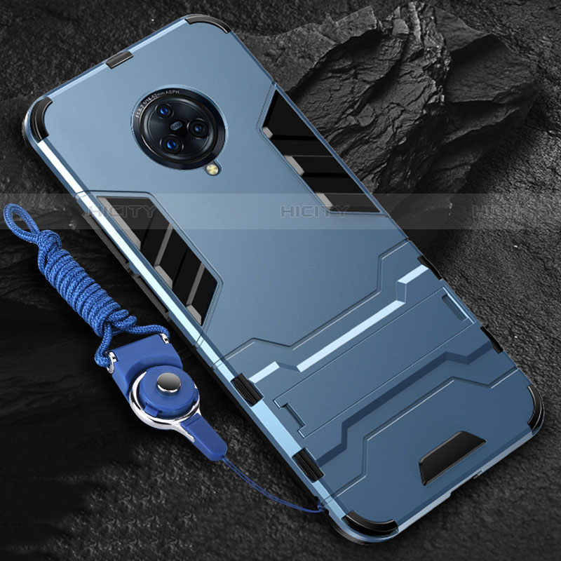 Custodia Silicone e Plastica Opaca Cover con Supporto per Vivo Nex 3 Blu