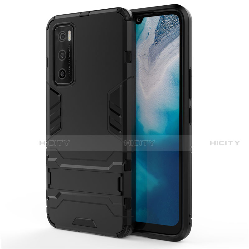 Custodia Silicone e Plastica Opaca Cover con Supporto per Vivo V20 SE Nero