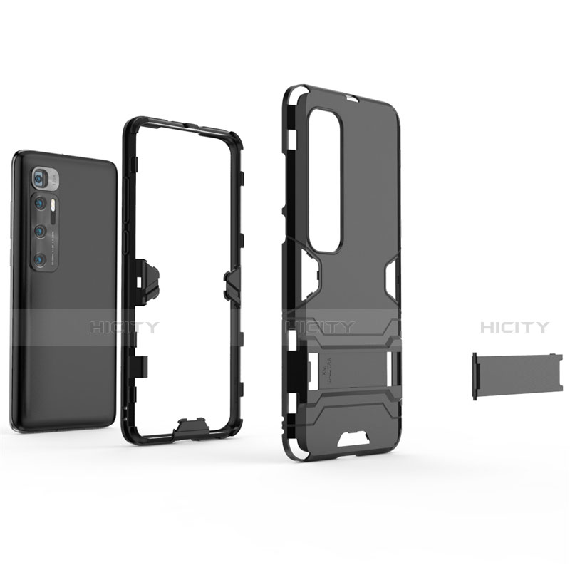 Custodia Silicone e Plastica Opaca Cover con Supporto per Xiaomi Mi 10 Ultra