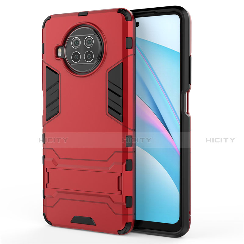 Custodia Silicone e Plastica Opaca Cover con Supporto per Xiaomi Mi 10T Lite 5G Rosso