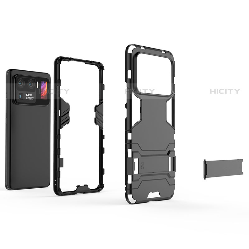 Custodia Silicone e Plastica Opaca Cover con Supporto per Xiaomi Mi 11 Ultra 5G