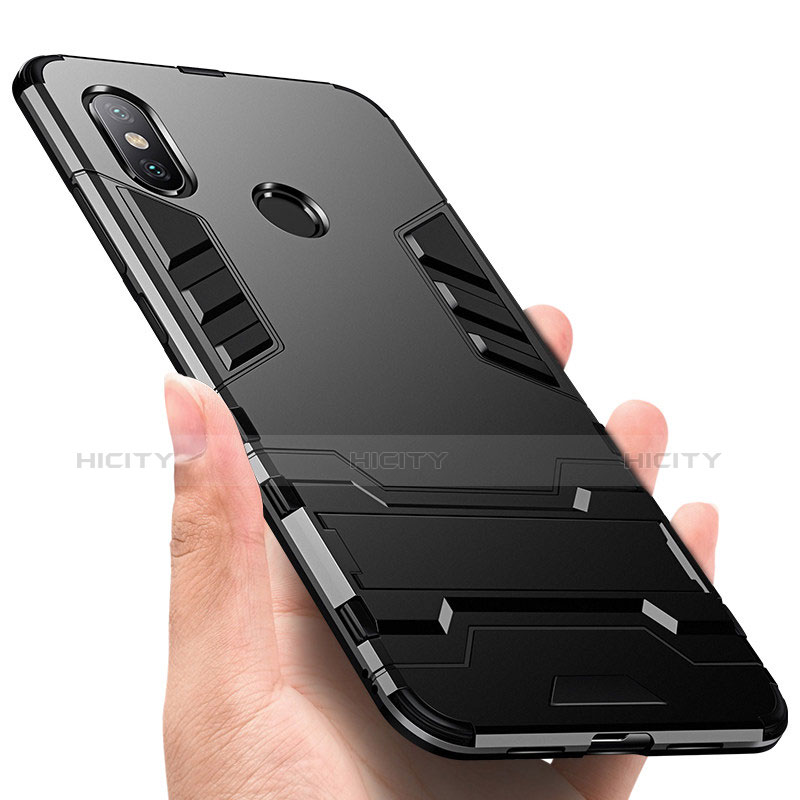 Custodia Silicone e Plastica Opaca Cover con Supporto per Xiaomi Mi 8