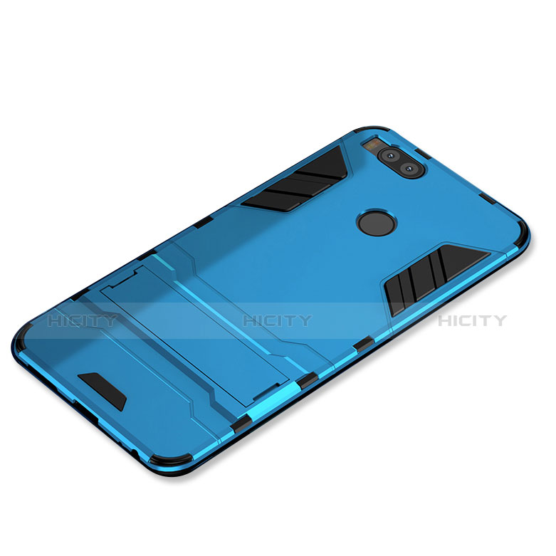 Custodia Silicone e Plastica Opaca Cover con Supporto per Xiaomi Mi A1 Cielo Blu