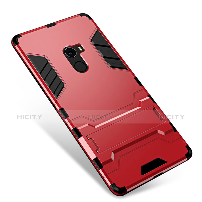 Custodia Silicone e Plastica Opaca Cover con Supporto per Xiaomi Mi Mix Rosso