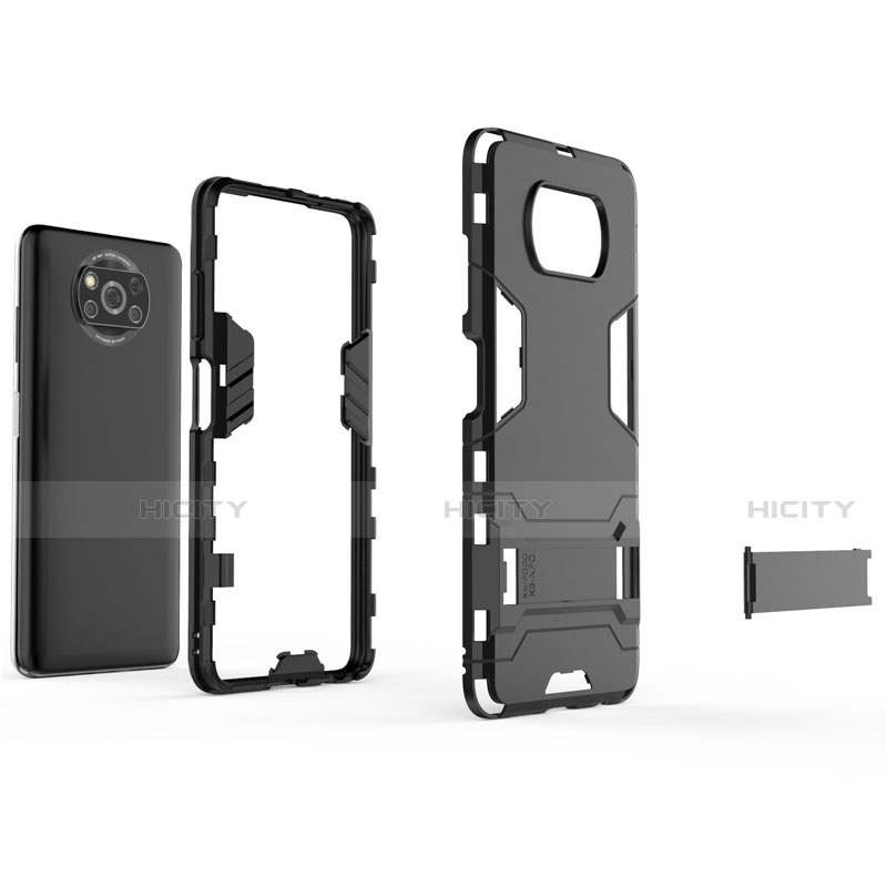 Custodia Silicone e Plastica Opaca Cover con Supporto per Xiaomi Poco X3 Pro