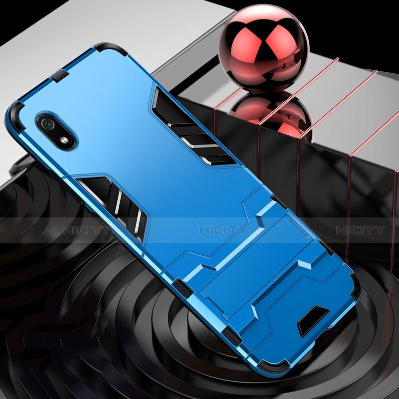 Custodia Silicone e Plastica Opaca Cover con Supporto per Xiaomi Redmi 7A Cielo Blu
