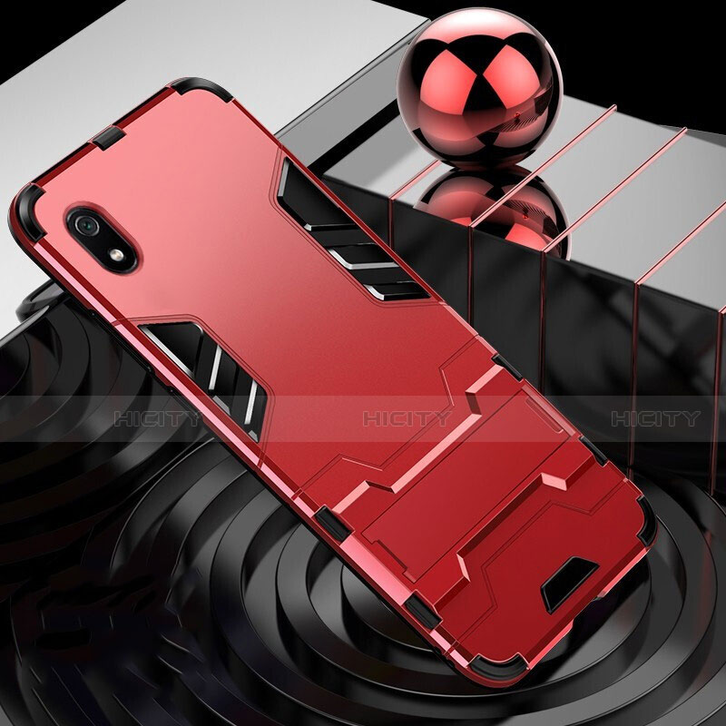 Custodia Silicone e Plastica Opaca Cover con Supporto per Xiaomi Redmi 7A Rosso